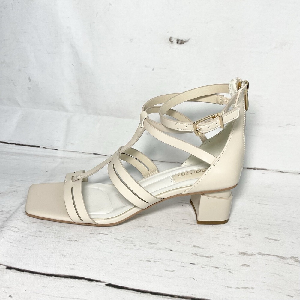Franco Sarto Korie Shoes Women's 9.5M Beige Leather Ankle Strap Strappy New